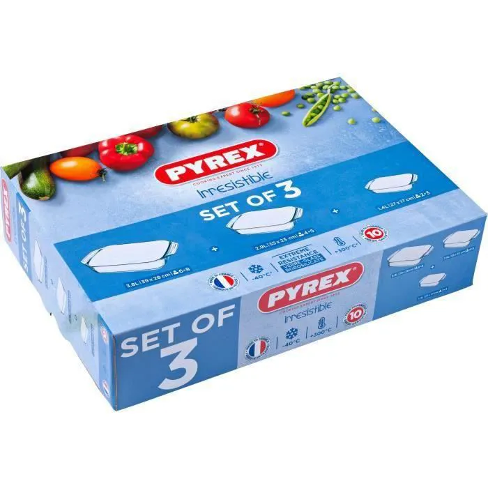 Pyrex Classic Glass Rectangular Roaster Dish Set of 3 - PY 912S734 SET