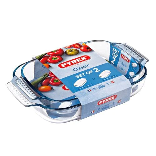 Pyrex Classic Glass Rectangular Roaster Dish Set of 2 - PY 912S969 SET