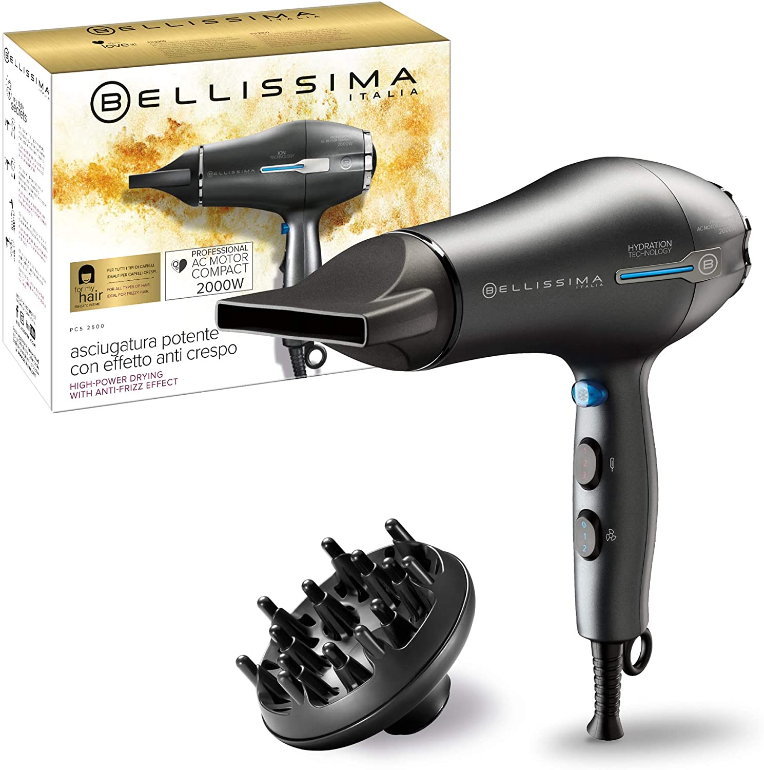 BELLISSIMA COMPACT HAIRDRYER, ION TECHNOLOGY,  AC MOTOR 11005X