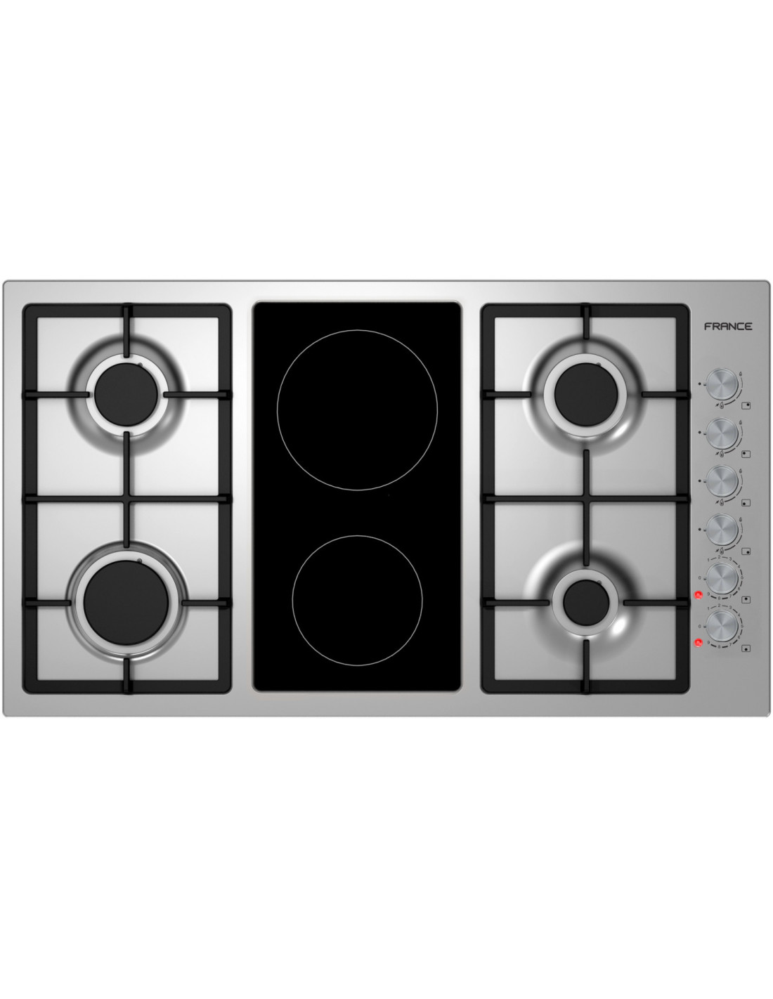 France Flat Hob Gaz & Electric Cooktop+2 Vitro-Ceramic+Safety 90cm2 FQ9042NGV