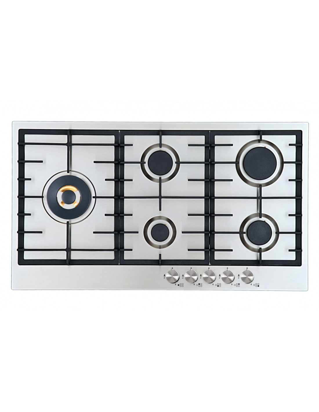 France Gaz Cooktop INOX Brass Burner 90cm PN90GVF5BLBX