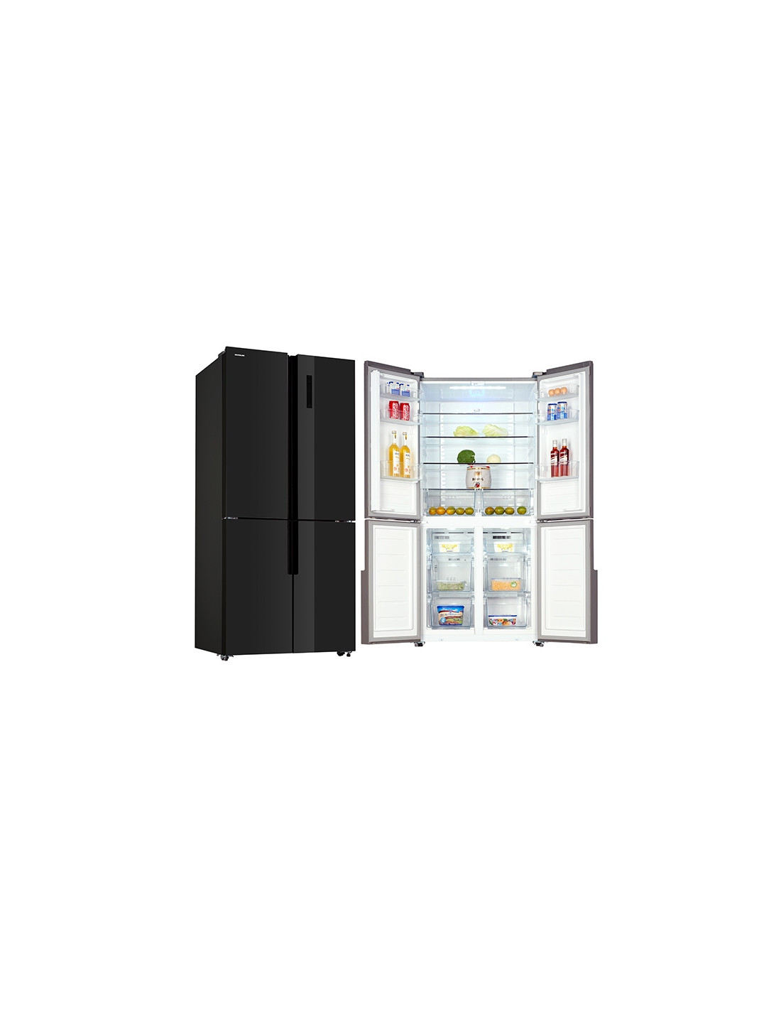 Silverline 4 Doors Fridge Black Glass R12051B01