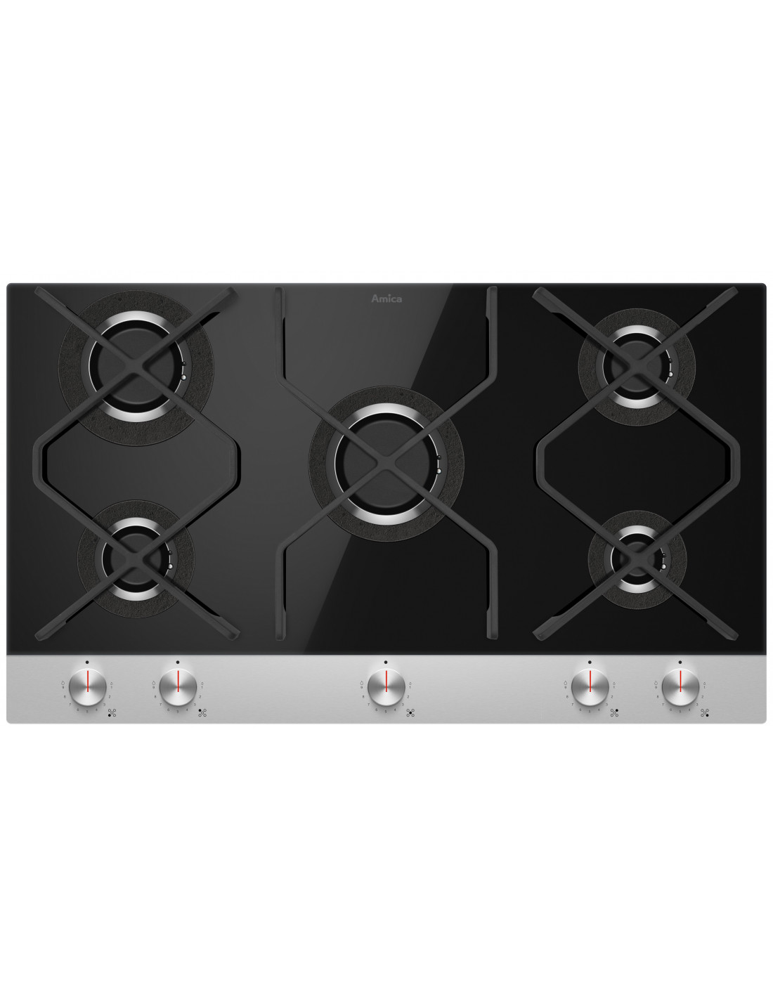 Amica Gaz Cooktop 90cm Glass + Stainless Steel