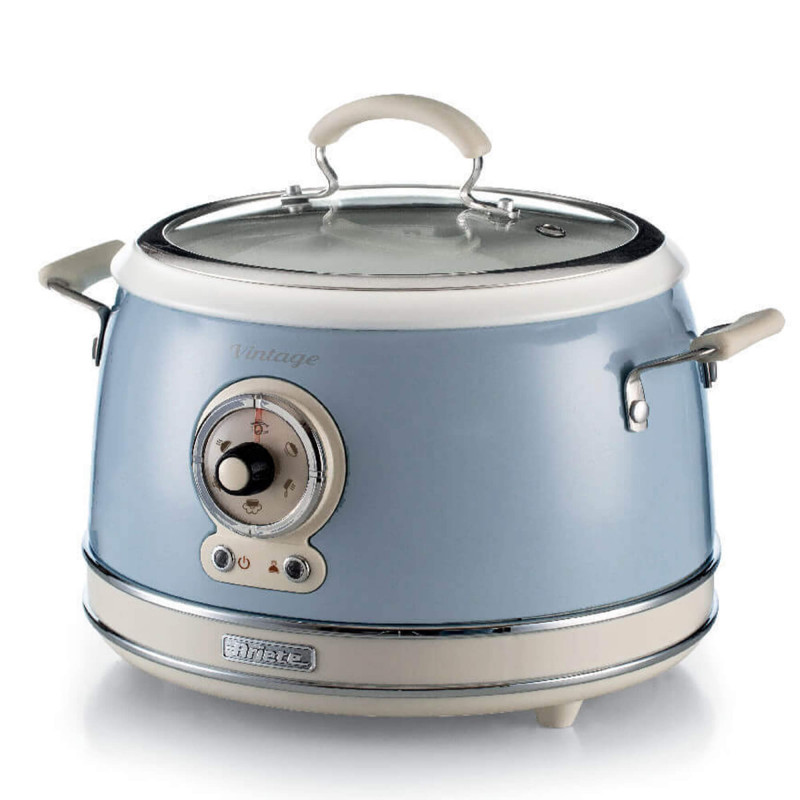 Ariete Vintage Rice & Slow Cooker, Steam Cooking, Blue 2904/05